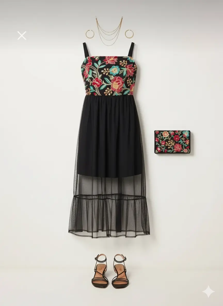 - لباس مجلسی میدی گلدوزی شده | Lovelyi̇stanbul Midi Embroidered Dress - لباس مجلسی میدی گلدوزی شده