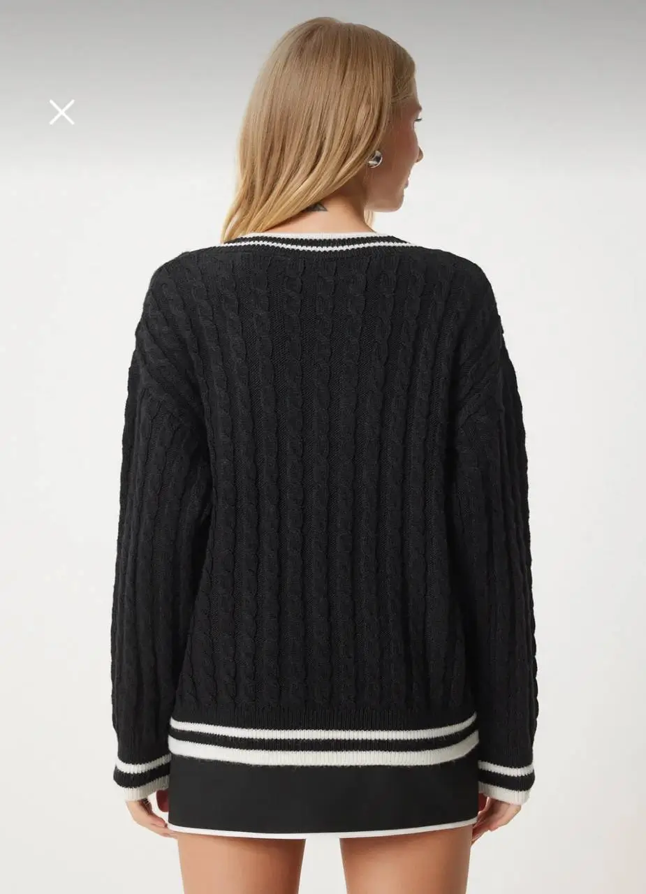 - بافت زنانه مشکی هپینس | Happinness Women’s Knitted Sweater - بافت زنانه مشکی هپینس