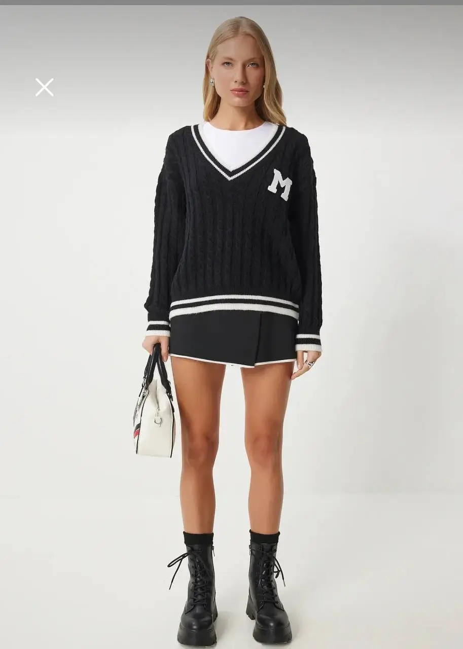 - بافت زنانه مشکی هپینس | Happinness Women’s Knitted Sweater - بافت زنانه مشکی هپینس