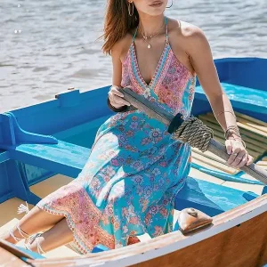 ساحلی طرح مینیمال صورتی آبی