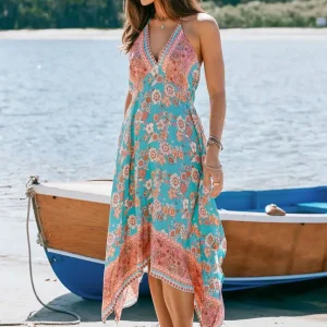 ساحلی طرح مینیمال صورتی آبی