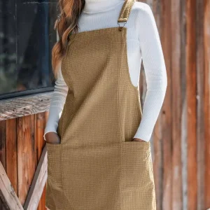 - سارافون بافت مخمل کبریتی کاپشی | Corduroy Mini Overall Dress - سارافون بافت مخمل کبریتی کاپشی