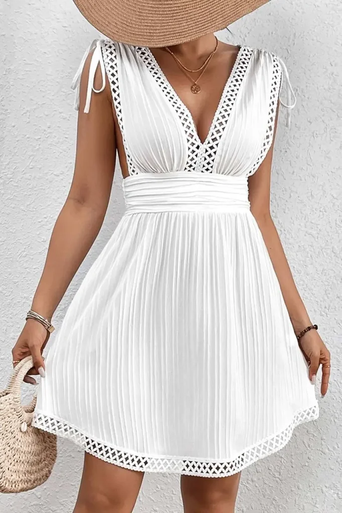 لباس مجلسی کوتاه صلیبی سفید کاپشی