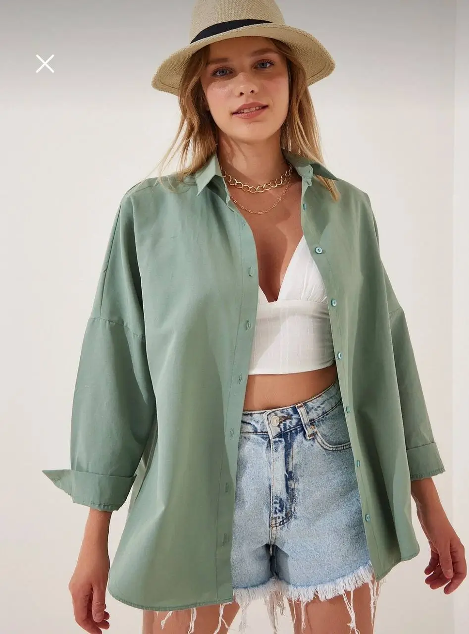 - شومیز زنانه هپینس | Happiness İstanbul Long Sleeve Oversize Shirt - شومیز زنانه هپینس