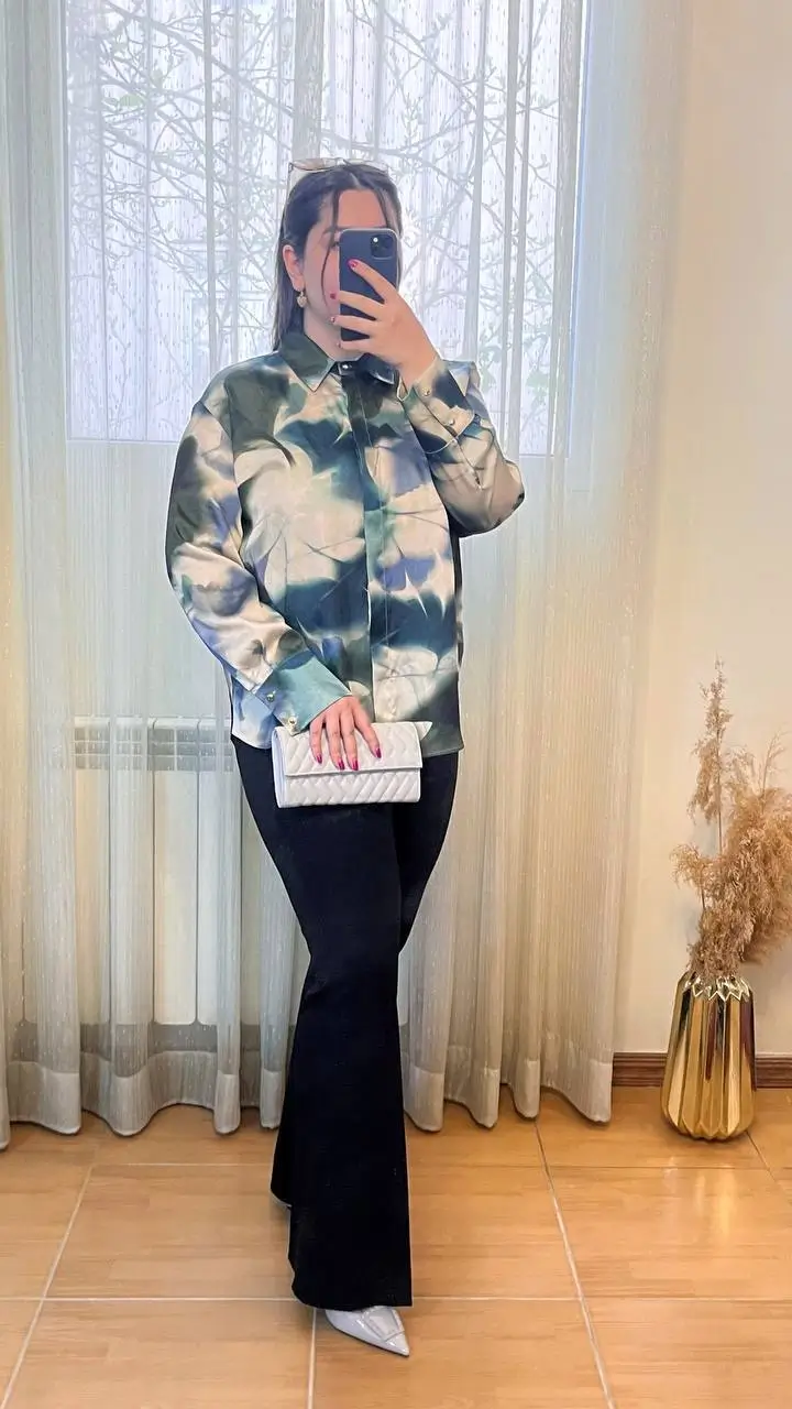 - شومیز جذاب زنانه زارا آدریا | Zara Adria Satin Patterned Blouse - شومیز جذاب زنانه زارا آدریا