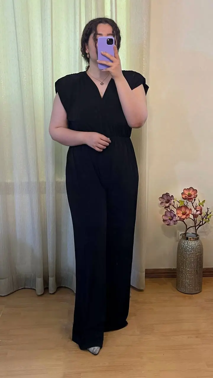 - اورال زنانه ترک میلا | Milla Black V-Neck Belted Jumpsuit - اورال زنانه ترک میلا