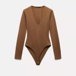 - بادی آستین بلند زنانه شکلاتی زارا Zara - بادی شکلاتی زنانه زاراzara