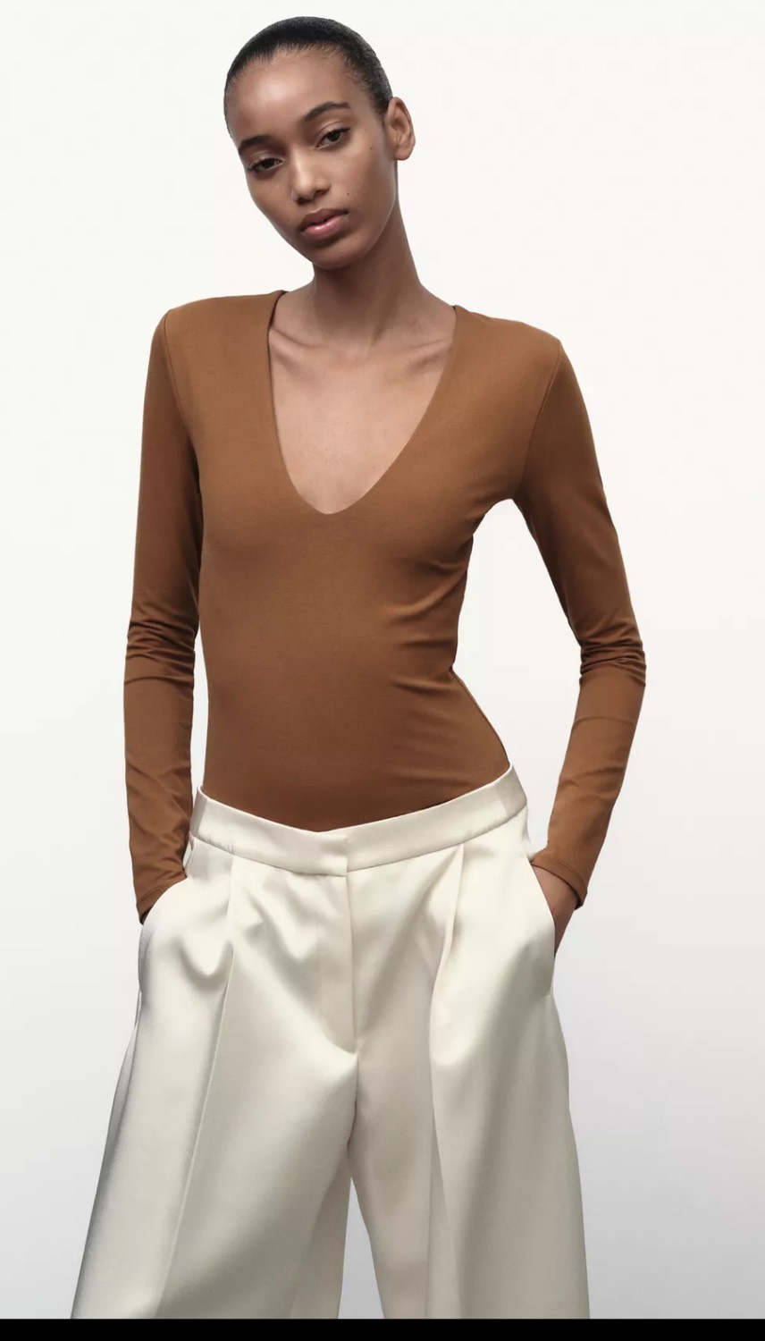 - بادی آستین بلند زنانه شکلاتی زارا Zara - بادی آستین بلند زنانه شکلاتی زارا zara - image 3