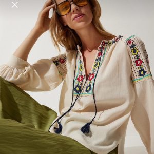 - شومیز ترک گلدوزی بوهو زنانه | Women’s Turkish Embroidered Boho Blouse - شومیز ترک گلدوزی بوهو زنانه