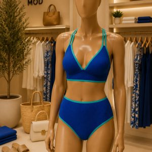 مایو زنانه دو تکه آبی کاربنی